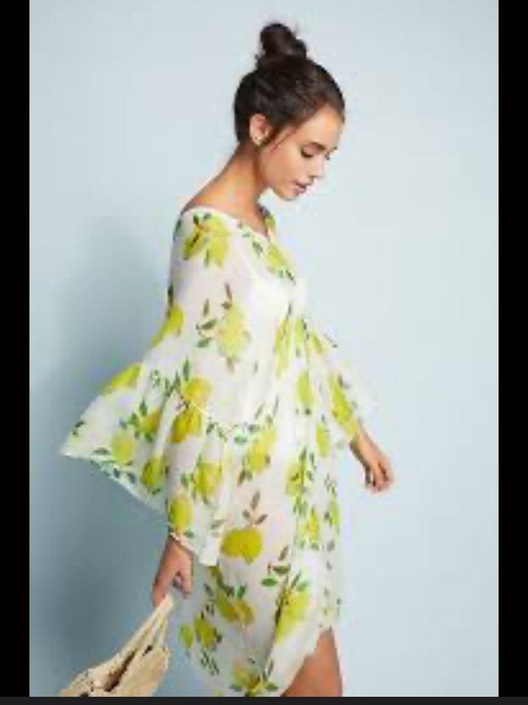 Anthropologie Nwot Sheer Lemons Coverup Beach Pool Vacation Amalfi Positano